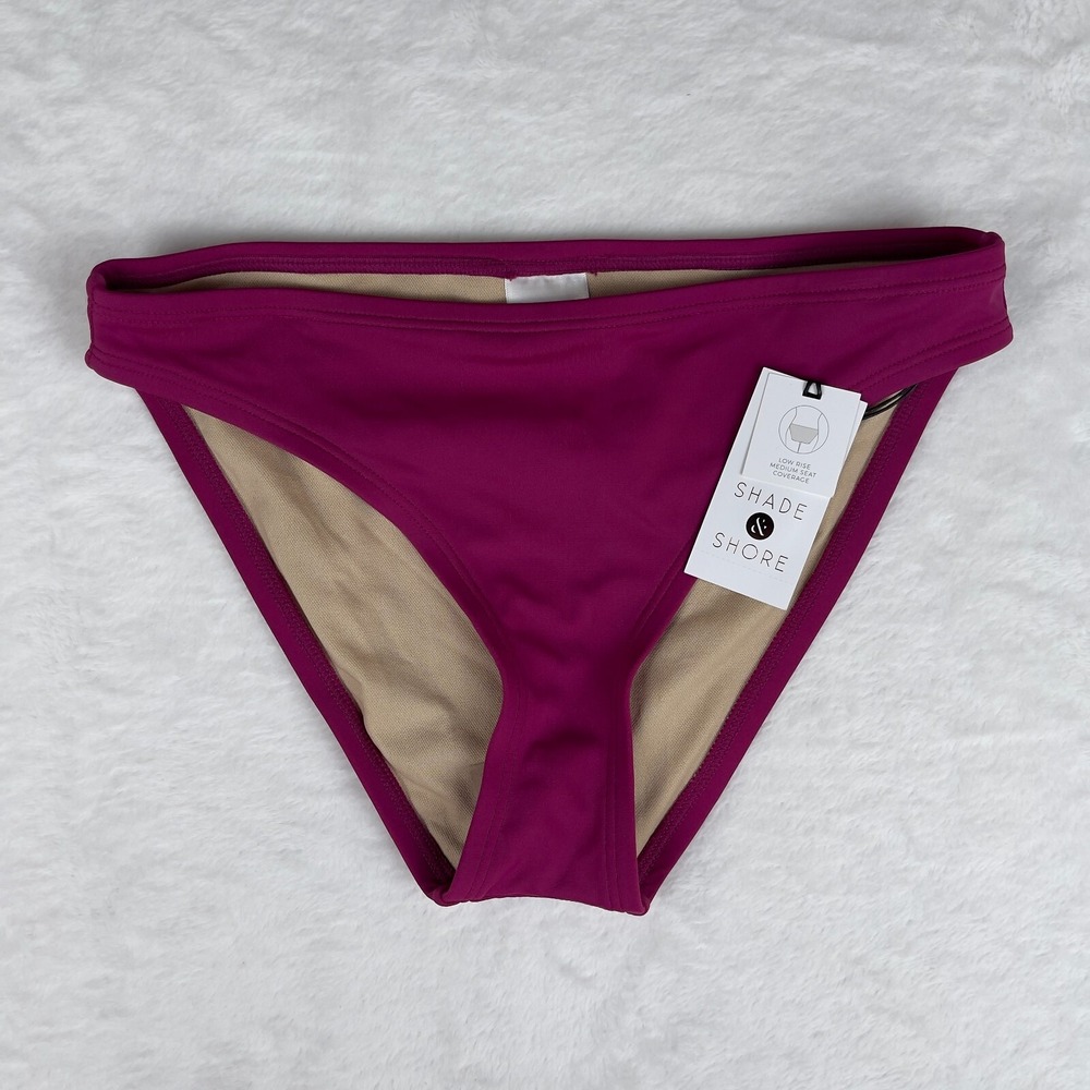 Shade & Shore Bikini Bottom Womens XS Purple Low-Rise‎ Medium Coverage Hipster